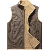 Generisch Gilet imbottito in pelle PU da uomo per sport all'aria aperta, calda canottiera da lavoro, caffè, 3XL