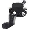 YOUNAFEN Steampunk Cappello a cilindro gotico Steampunk Time Traveler Hat Steampunk Accessori Steampunk Cappelli da donna con velo nero, nero, Head circumference 56-58cm