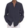 Kswlwccpp Camice Uomo Manica Lunga, Camicia Lino Uomo Manica Lunga Slim Fit Elegante Camice Estivo Sportiva Cotone Tunica Casual Colletto Camicias Elasticizzata con Bottoni