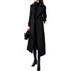 Generic Trench da donna, elegante, con collo a scialle, doppiopetto, lungo, soprabito classico, caldo e spesso, nero, 3XL