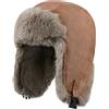 CLAPE Cappello da Aviatore Finta Pelle Colbacco Invernale Unisex Bomber Hat Cappello Ushanka Pelliccia Cappello da Cacciatore All'aperto