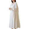 GUOCU Donne Ragazza Manica Lunga Principessa Camicia da Notte Sciolto Pizzo Ricamato Vestito Camicia da Notte Vittoriana in Cotone Retrò Scollo a V Pigiama Lungo di Pizzo Elegante Abito da Notte biancoB XL
