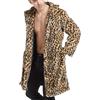 Duohropke Cappotto di pelliccia da uomo medievale, in pelliccia leopardata, invernale, invernale, caldo, in finta pelliccia, con collo di pelliccia, parka, marrone, XL