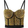 Generisch Corsetto da donna, cucito a mano, per discoteca, con strass, con paillettes, colore blu, gold, M