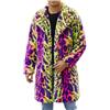 WAZHAKU Cappotto di pelliccia da uomo lungo in pelliccia sintetica peluche giacca invernale colletto cappotto uomo leopardato inverno caldo moda outdoor lana pelliccia sintetica cardigan giacca