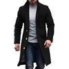 Maiyifu-GJ - Cappotto da uomo in misto lana, doppio petto, invernale, slim fit, lungo, trench classico, leggero, da lavoro, giacca da uomo, A1-nero., X-Small