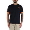 SUN68 T-Shirt Manica Corta T35125 Piquet con Logo Fluo Tg. S col. 07 Navy Blue