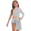 YOOJIA - Gonna da danza lirica per bambine e ragazze, top corto a una manica in maglia con slip, per pattinaggio artistico, competizione, danza latina, bianco, 13-14 Anni