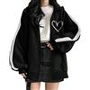Generic Abbigliamento Donna Felpe con Cappuccio Oversize con Zip Felpe con estetico Giacca Gotica Streetwear Felpa Cute Gatto (Black, S)