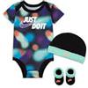 NIKE -BOX SET COMPOSTO DA BODY CALZINI E CAPPELLINO -BODY CON STAMPA -MANICA CORTA -LOGO NIKE multicolore 6-12 MESI