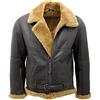 Infinity Giacca di Pelle Marrone RAF Reale Shearling Pelle di Pecora Volante Uomo con Ginger Pelliccia XS