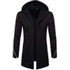 PRJN Cappotto Uomo Eleganti Trincea Cappotti di Lana Invernale Giacche Lunghe Casual Slim Fit Uomo Sottile Caloroso Cappotto Invernale di Lana Trench Cardigan da Uomo di Media Lunghezza con Cappuccio