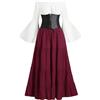 MJGkhiy Vestito Medievale Donna Guerriera Elegante Costume Principessa Steampunk Vestito Carnevale Halloween Abito Rinascimentale Gotico Vestiti Cosplay Viking Sera Abito Vittoriano Lungo Feste