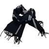Armani Exchange Sciarpa in Misto Lana Jacquard con Logo Firmato Freddo, Nero, Etichettalia Unica Donna