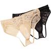 YSFUKNQG Uomini Controllo Modellante Breve Nascondere Gaff Panty Perizoma Crossdresser, Transgender Pizzo Biancheria Intima Panty 2pcs(Black+Natural)