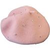 YGMNQAL Berretti Spessi in Lana con Strass, Berretto da Donna, Artista, Pittore, Cappello Autunnale, Caldo Passeggio(Pink)