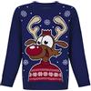 Tokyo Laundry Maglione natalizio da ragazzo con luci LED, Cervo felice - Zaffiro, 4-5 Anni