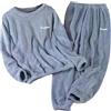 Generico Pigiama Pile Donna Invernale, Set in Flanella Felpato Caldo, 2 Pezzi con Maniche Lunghe e Pantaloni Lungh, Indumenti da Notte Loungewear