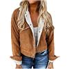 HHMY Giacca in velluto a coste da donna, foderata, invernale, retrò, vintage, in pile, per il tempo libero, con risvolto, giacca calda, casual, a maniche lunghe, outwear per autunno inverno, S - XL, cachi