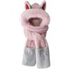 Anopo ‌Sciarpa Cappuccio con Muffola per Donna Set Invernali Caldo in Pelliccia Sintetica con Carine Orecchie da Volpe Rosa