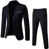 HshDUti Abiti da uomo 2 pezzi Slim Fit Suit Set One Button Giacche Solide Pantaloni Cena di Nozze Abiti per gli Uomini Business Formale Casual Lapel Blazer & Pantaloni Nero S