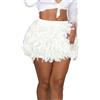 Generic Gonna a piume, da donna, nera, corta, con piume, colore bianco, rosa, per carnevale, carnevale, carnevale, con piume, sottogonna in tuellino, abbigliamento da danza, bianco, M