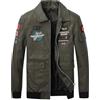 Generisch Giacca in pelle da uomo calda giacca invernale da pilota con distintivo aviatore, giacca softshell bomber stile militare, giacca da aviatore, giacca in pelle sintetica, O verde, XL