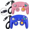 ONE250 Confezione da 2 controller classici per joypad con cavo, compatibile con Wii NGC Gamecube Game Cube (blu e rosa)