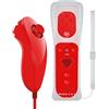ameego GN-010RN Built-in Motion Plus Wireless Remote and Nunchuck Controller with Silicone Case & Wrist Strap for Nintendo Wii and Wii U (Red)