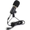 TopHomer Set di microfono a condensatore, microfono da studio USB con supporto per microfono da tavolo, per podcasting, giochi, registrazione e streaming (nero)