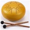 Generico Handpan, Tamburo a Lingua D'acciaio da 4 Pollici, 8 Note, con Libro di Musica, Strumenti a Percussione Rilassanti in Stile Rain Drum, Regalo Musicale per Adulti(Oro,4 pollici 8 note)