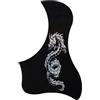 ILGIZJIN Piastra antigraffio per chitarra acustica Battipenna Per Chitarra Acustica Con Motivo Fenice E Drago Adesivo Per Battipenna Stile Uccello Nero(Silver A)