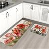 Generic Tappetini da cucina floreali per pavimento, motivo papaveri e crisantemi, morbidi tappetini imbottiti a molla, comodi, lavabili, antiscivolo, per lavelli da cucina, lavanderia e bagno, 2 pezzi