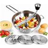 Hominas Passaverdure Manuale, Passatutto Passa Verdure a Mano Acciaio Inox Passapomodoro Passaverdura con 3 Setacci per Purè, Filtrare e Grattugiare Frutta e Verdura, 32 Cm