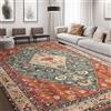 ENEN Tappeto Salotto Pelo Corto, Stampa Stile Turco Persiano Vintage Tappeti Antiscivolo Grande Lavabile in Lavatrice, per Cucina, Camera da Letto, Corridoio, Soggiorno (Colore 7,100x150cm)