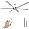 LUMIKING Ventilatore da soffitto industriale - 305 cm silenzioso per grandi superfici - Ventilatori a 6 pale grande professionale da 60 W di potenza a basso consumo (argento, 305 cm)