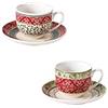 Brandani 52349 Tazzina Caffe Cantico Set 2 Pz Porcellana New Bone China Capacità 100 ml Diametro 12,5X6,5H cm Colore Rosso Decoro Natalizio