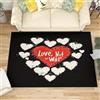 Generico 3D Tappeto Salotto Pelo Corto 60x90 cm, Cuore Rosso Romantico Dell'Amore Tappeto Camera Per Bambini Antiscivolo Lavabile, Nero Tappeti Decorazione per Corridoio, Soggiorno, Sala