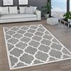Paco Home Tappeto Salotto Pelo Corto Motivo Marocchino Cerchi E Bordature Moderno, Dimensione:200x280 cm, Colore:Grigio 8
