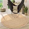 Paco Home Tappeto Salotto Rotondo Iuta Motivo Boho Etnico Moderno Fatto A Mano Naturale, Dimensione:80 cm tondo, Colore:Ivoire 2