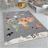 Paco Home Tappeti da gioco a pelo corto colorati per camerette dei bambini con diversi motivi, Dimensione:80x150 cm, Colore:Grigio 3