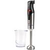 Girmi MX38 Frullatore ad Immersione, 800 W, Motore DC, 2 velocità, 4 Lame Inox, Fusto Inox, Bicchiere incluso, Nero