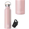 NUMADA-Bottiglia personalizzata con nome rosa 600ml in acciaio inossidabile con rivestimento in ceramica | 24H freddo e 12H caldo | Bocca larga | Senza BPA | Include 2 cappellini (1 sport) e borsa