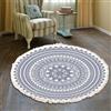 Tomifine Tappeto Bohémien, Motivo Mandala Rotondo Tessuto Tappeti con Nappe per Camera Letto, Corridoio, Soggiorno, Lavabile in Lavatrice (120cm,Blu)
