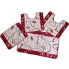 Confezioni Giuliana Parure Bagno 4 Pezzi Tappeto + Giro Water Foglie Fiori Shabby Moderno Bordeaux 55x90 cm
