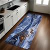 Generic Blu Tappeto Cucina 50x180 cm Montagne innevate e cervi sika Lavabile Multiuso Resistente Passatoia Cucina Antimacchia Sotto Lavandino Fornelli