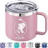 Xihedfd Tazza Personalizzabile con Foto Scritta da 350ml 410ml Mug Isolata con Nome Logo Testo Inciso Personalizzato Tazza da Caffè Personalizzata in Acciaio Inox con Manico Coperchio Regali per Donne Uomini