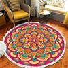 Tomifine Rotondo Tappeto con Nappe Mandala Motivo Tappeti Tessuto Bohémien per Soggiorno, Camera da letto, Lavabile (150 cm,Arancio Verde)