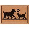 Social crazy Tappeto zerbino personalizzato - Con Cane e Gatto 3 - cocco naturale ideale per ingressi (Cocco Naturale, 60x40 cm)
