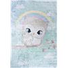 Mazovia Tappeto Salotto - Tapeto Stampato Pelo Corto - Morbido Tappeto Camera da Letto - Antiscivolo Tapeto EMMA - Tappeto Bambini Motivo Animali Gufo Pastello - Blu 160x230cm